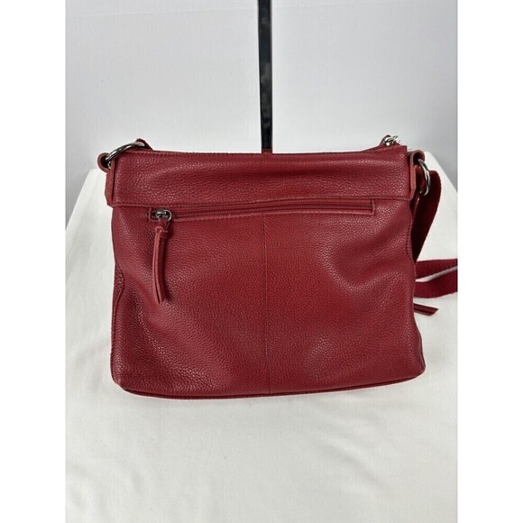 The Sak Crossbody Bag Purse Lipstick Red Leather Zipper Pockets Adjustable Strap - Picture 4 of 16